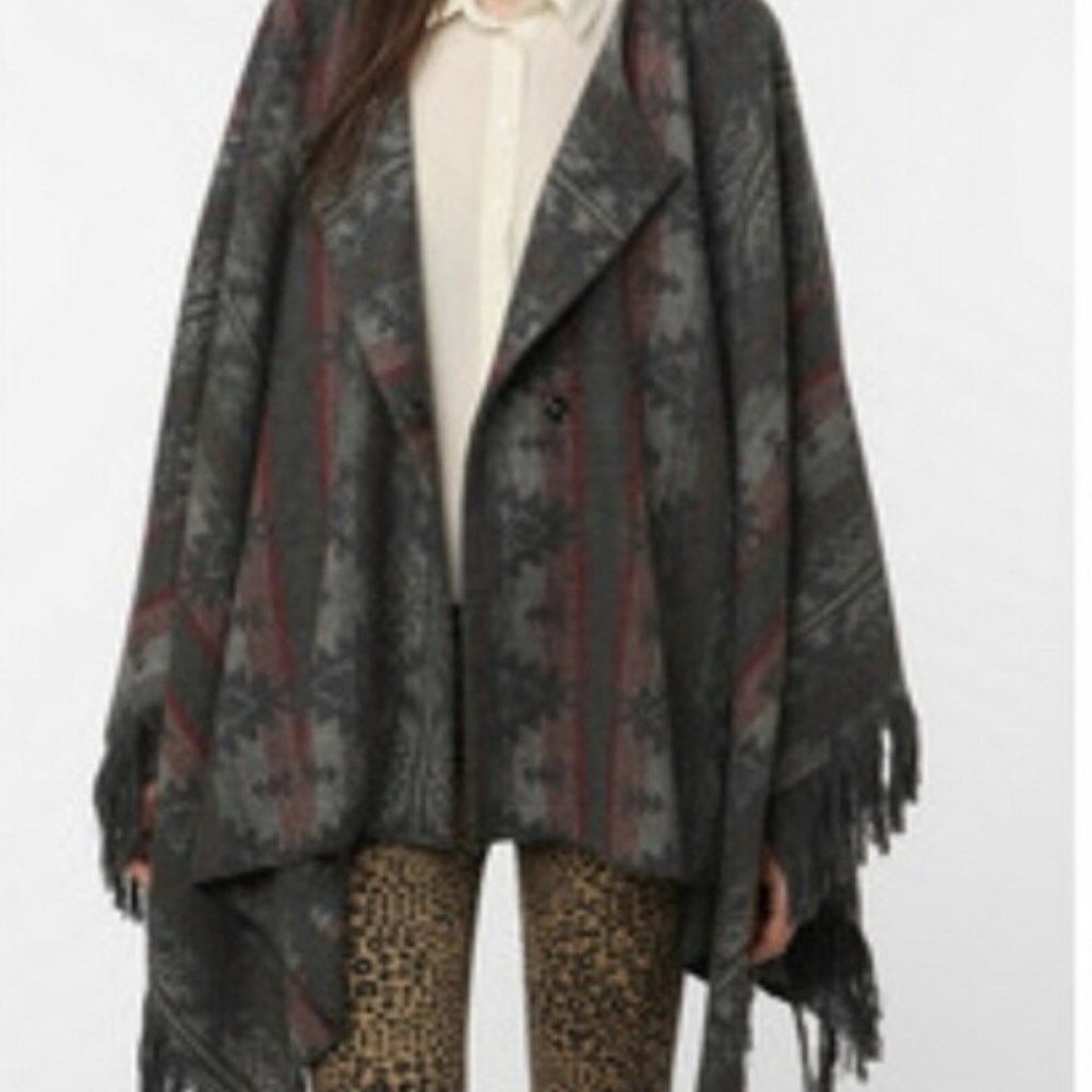 Urban Outfitters Ecote Aztec Print Fringe Blanket